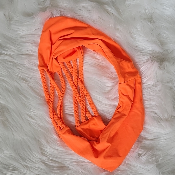 Neon Orange Bikini with Sexy Braided Straps Lined Cups Fits S/M EUC 🌴🌞 - Picture 6 of 6